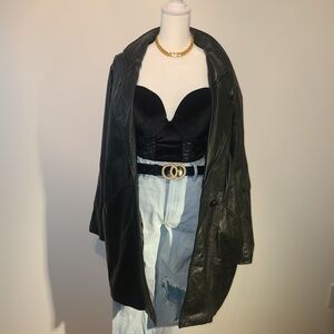 Ada Womens Oversized Vintage Black Leather Jacket